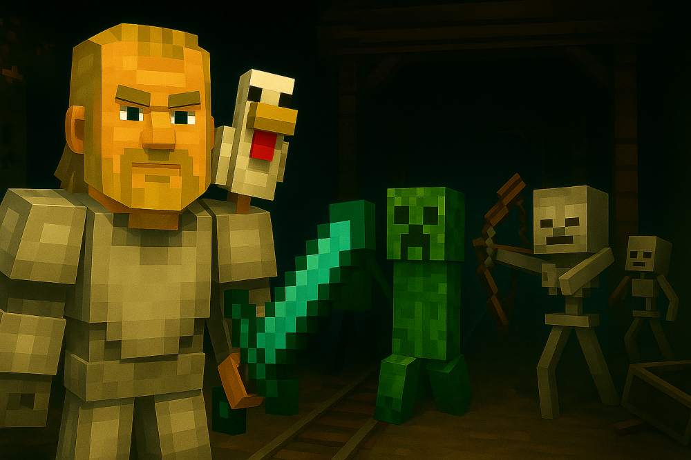Minecraft Chickencraft "Ye Olde Abandoned Mine" gramepa.com gaming _ Episode 36