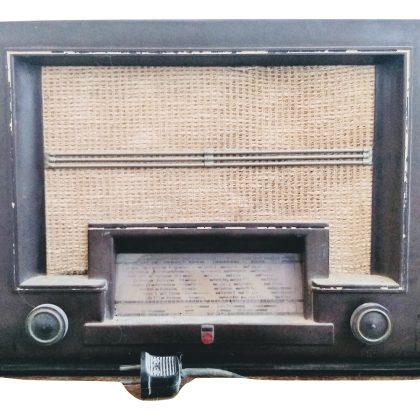Vintage French Large Valve Radio Philips Wooden Cased Case Speaker Movie Prop Project Display Period Piece circa 1940-50's