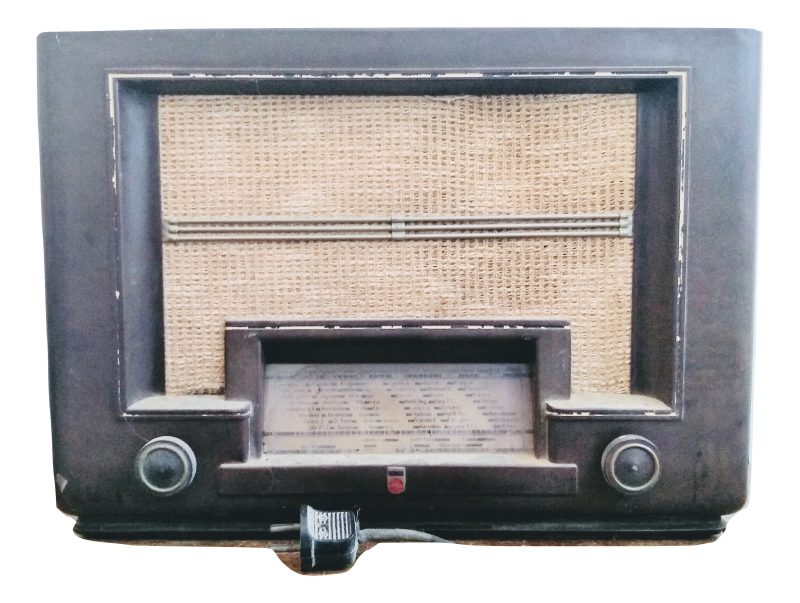Vintage French Large Valve Radio Philips Wooden Cased Case Speaker Movie Prop Project Display Period Piece circa 1940-50's