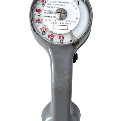 Vintage French Grey Handheld All In One Handheld Round Dial Telephone Phone circa 1960-70's