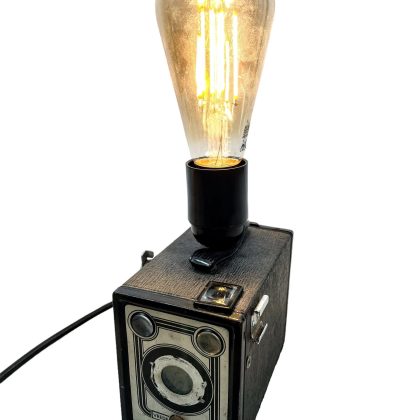 Antique German Vrede Box Upcycled Camera With Light Attachment Bulb Holder Desktop Bedside Lamp circa 1920's / EVE