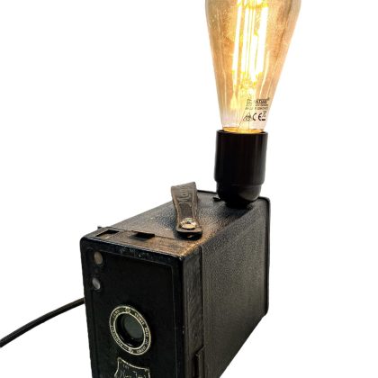 Antique English Mayfair Upcycled Camera With Light Attachment Bulb Holder Desktop Bedside Lamp circa 1920's / EVE