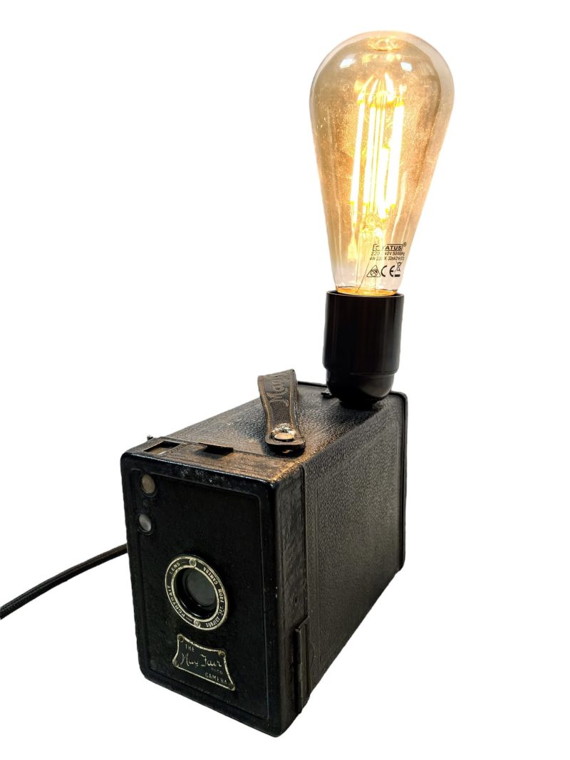 Antique English Mayfair Upcycled Camera With Light Attachment Bulb Holder Desktop Bedside Lamp circa 1920's / EVE