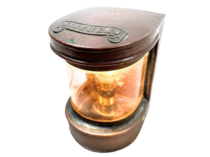 Vintage English Copper Masthead Candle Oil Adapted Upcycled With Electric Light Attachment Bulb Holder Desktop Bedside Lamp c1940-50's / EVE