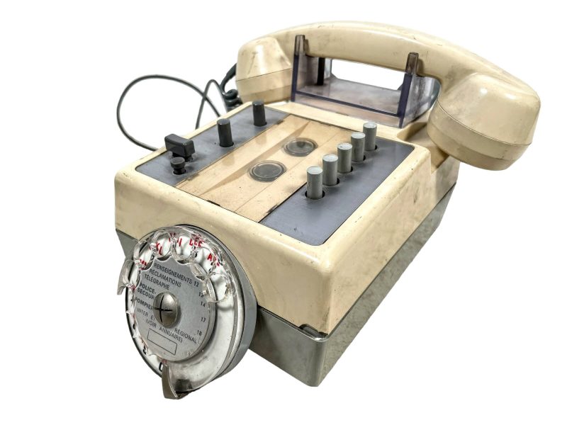 Vintage French Office Operator Round Twist Dial Traditionally Shaped Old Style Telephone Phone circa 1970's