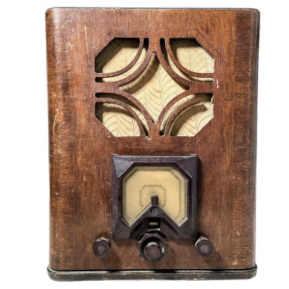 Vintage French Philips Art Deco Style Valve Radio Wooden Cased Case Speaker Movie Prop Project Display Period Piece circa 1940-50's / EVE