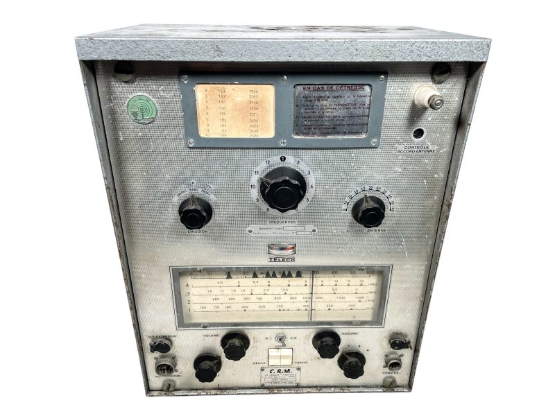 Vintage French Teleco Maritime Ships Radio Art Deco Style Valve Radio Metal Cased Case Movie Prop Project Period Piece c1950-60's / EVE
