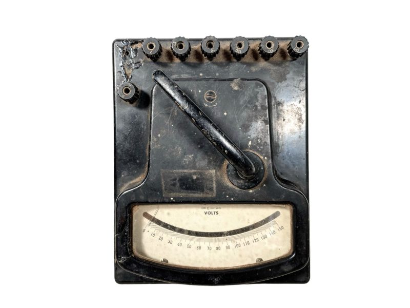 Vintage French Volt Voltmeter Volts Meter electrical equipment cased circa 1960's