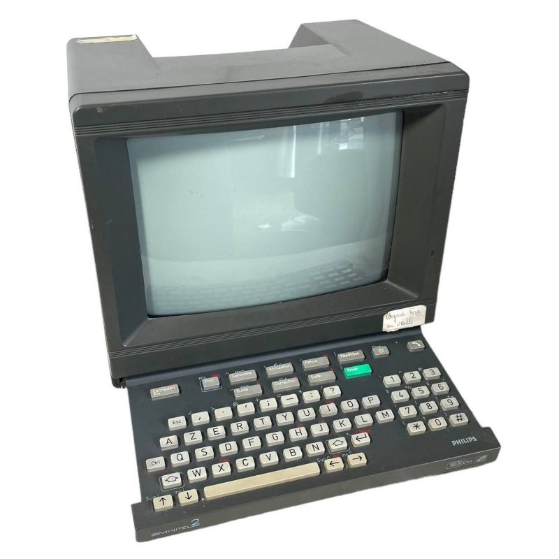 Vintage French Philips France Telecom Minitel 2 Telic Alcatel Message System Screen Monitor Electronic Telephone Phone circa 1990's / EVE