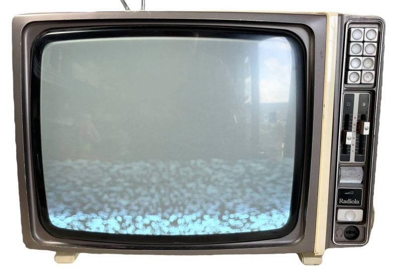 Vintage French Radiola Push Button Black And White Portable Television TV 110-220v circa 1970's
