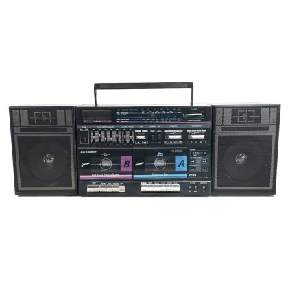 Vintage South Korean Schneider Hifi Twin Cassette Player Stereo Amplifier Portable Radio Hi-Fi Battery Mains circa 1990's