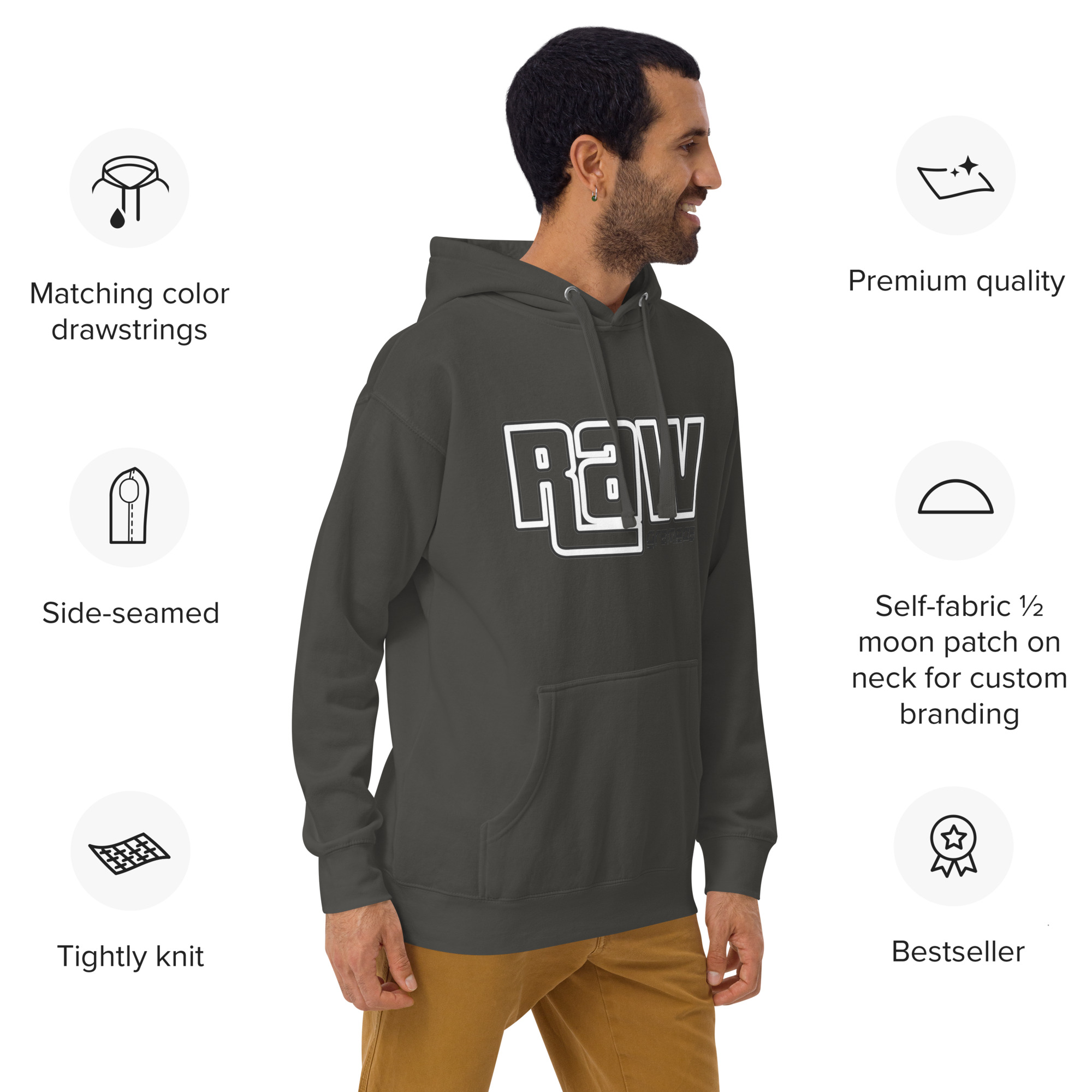 Gramepa Grey RAW Gamer Unisex Hoodie Gramepa Grey RAW Gamer Unisex Hoodie - Image 4