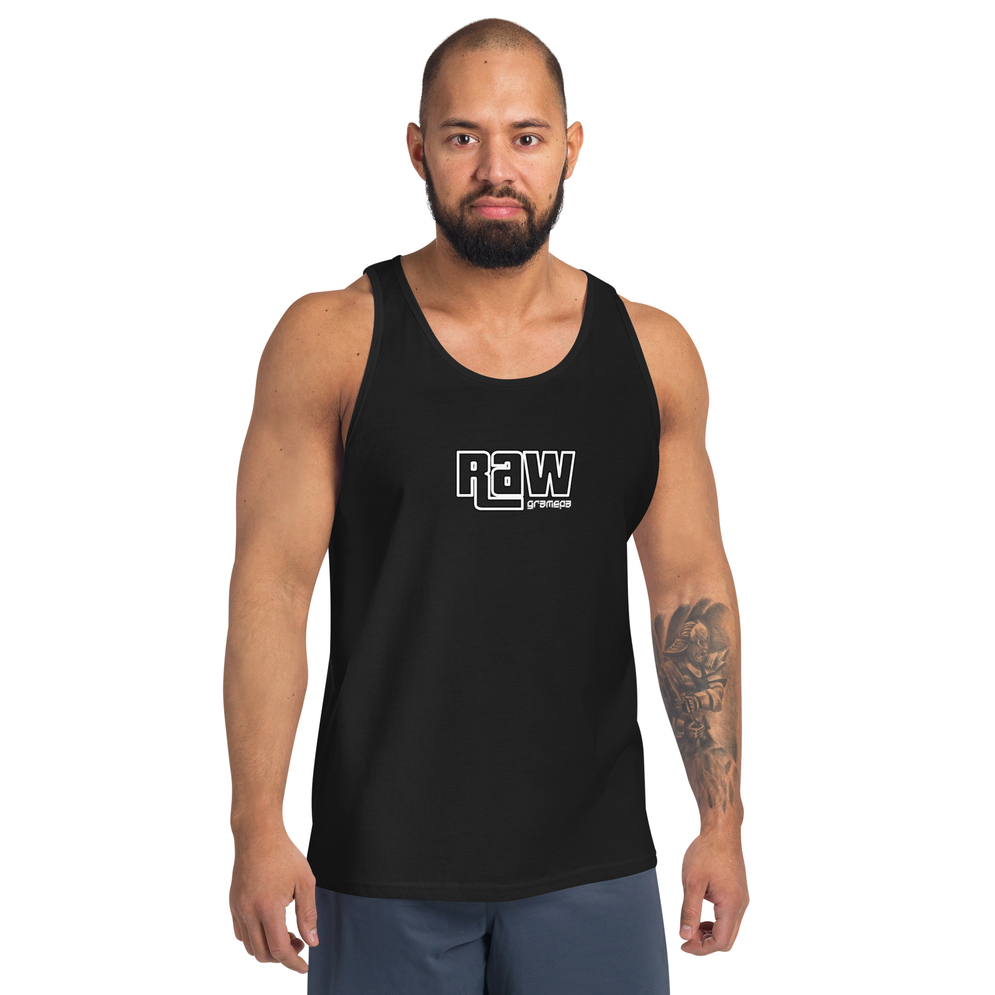 Gramepa Black RAW Men’s Gamer Tank Top Gramepa Black RAW Men's Gamer Tank Top - Image 3