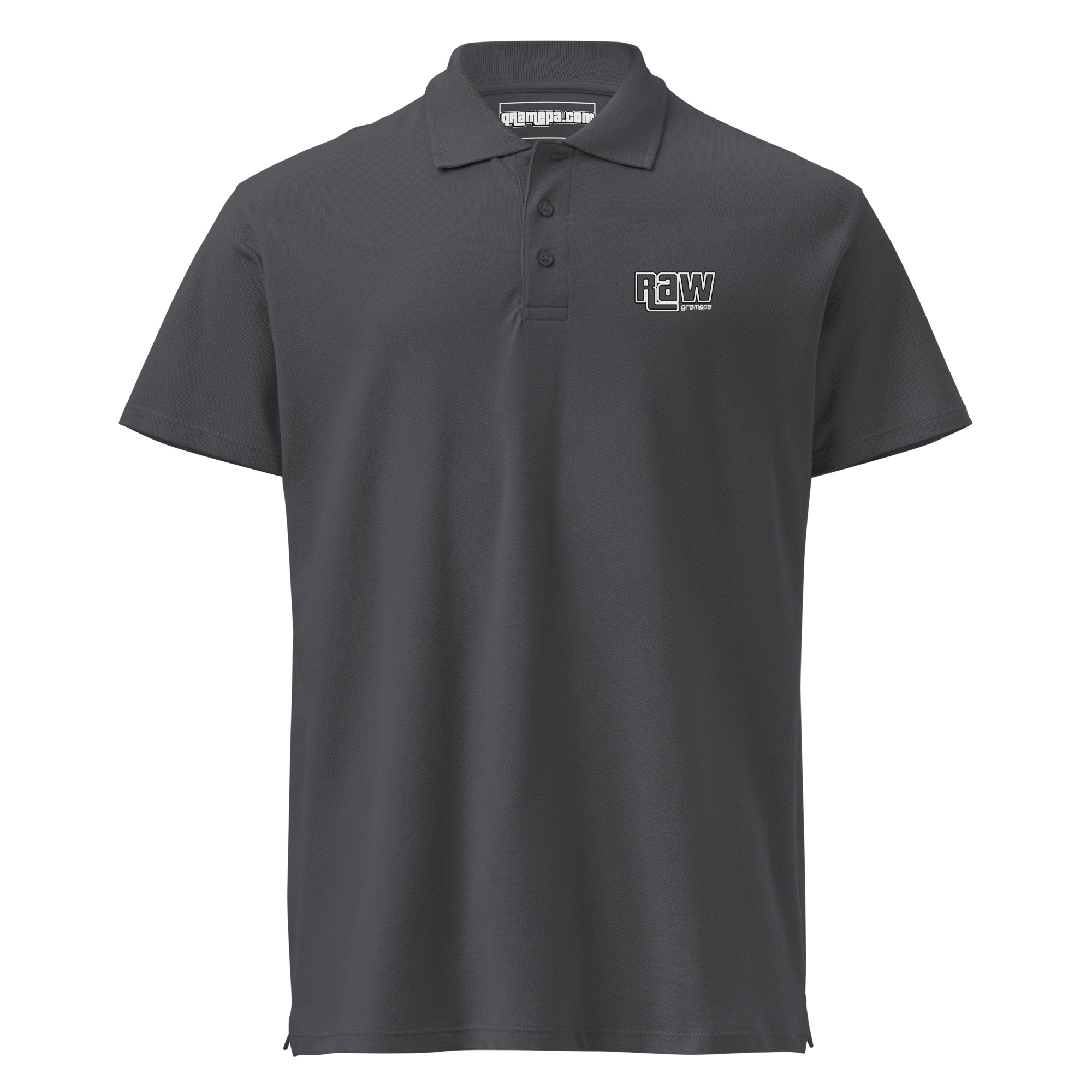 Gramepa Grey RAW Premium Pique Gamer Polo Shirt Gramepa Grey RAW Premium Pique Gamer Polo Shirt - Image 2