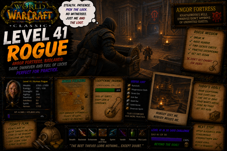 World Of Warcraft Classic _ Level ?? In ?? Days _ Rogue L41 _ S38