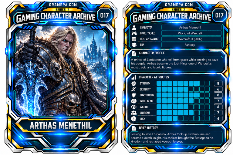 Arthas Menethil _ World Of Warcraft _ Gaming Character Archive Card 017