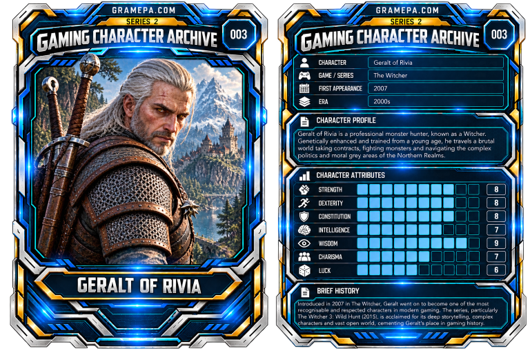 Geralt Of Rivia _ The Witcher _ Gaming Character Archive Card