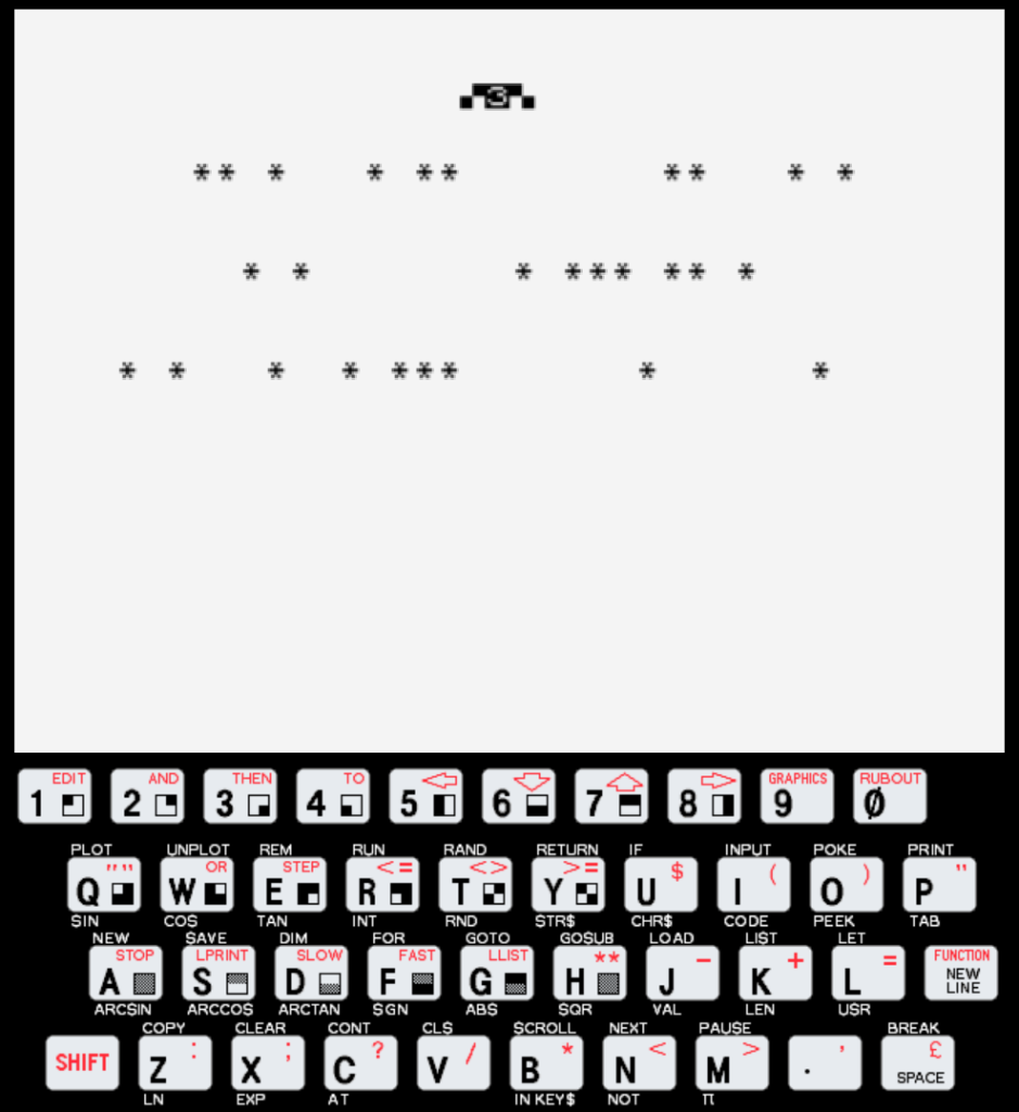 Example of ZX81 home computer running a BASIC program